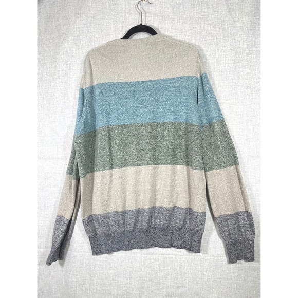 Sean John Mens V Neck Striped Long Sleeve Sweater Size 2XL Cotton - Picture 7 of 8